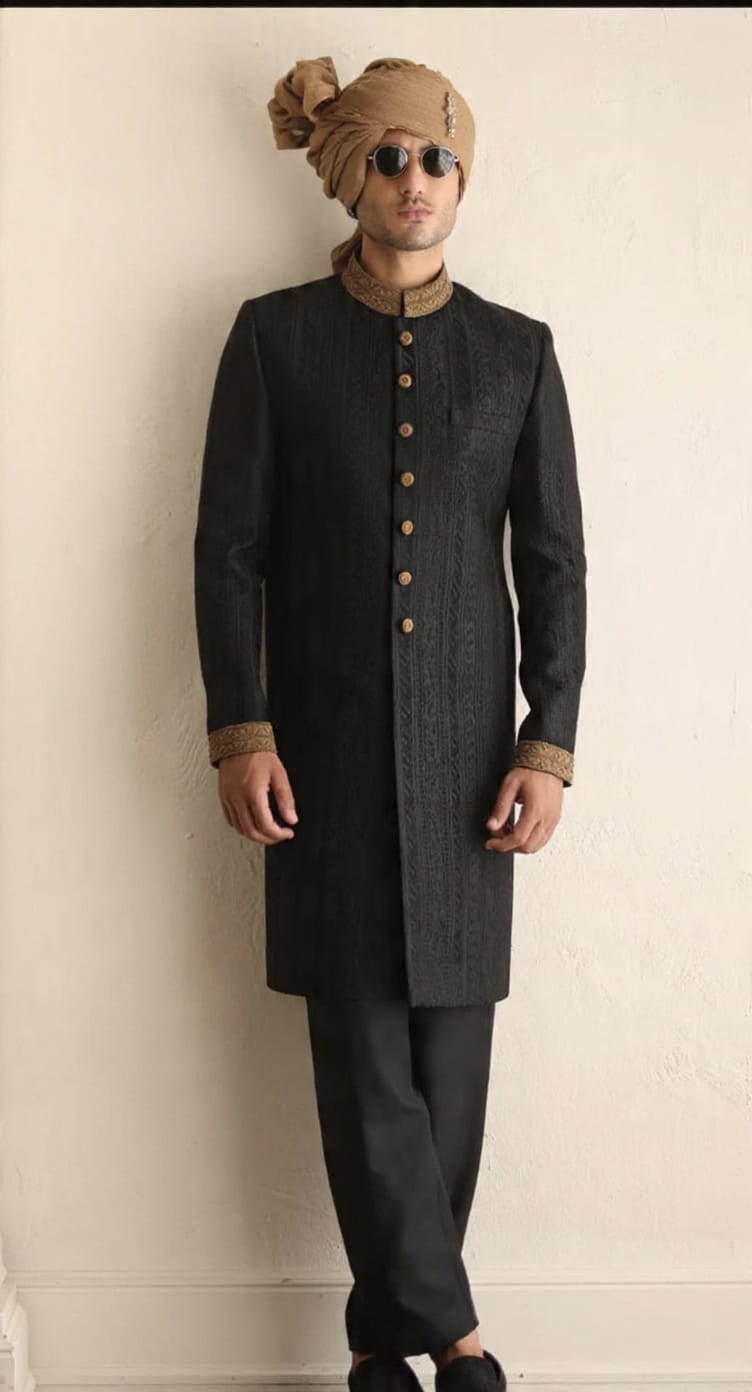 Ivory Zardozi Shervani