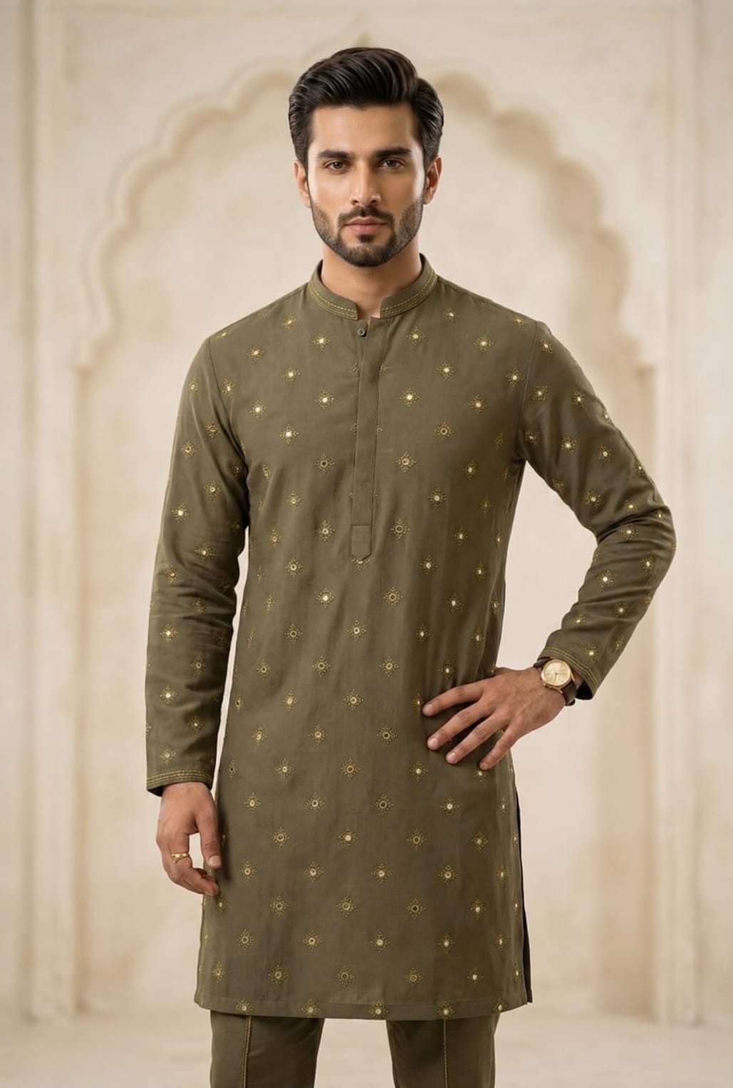 Blue Textured Kurta