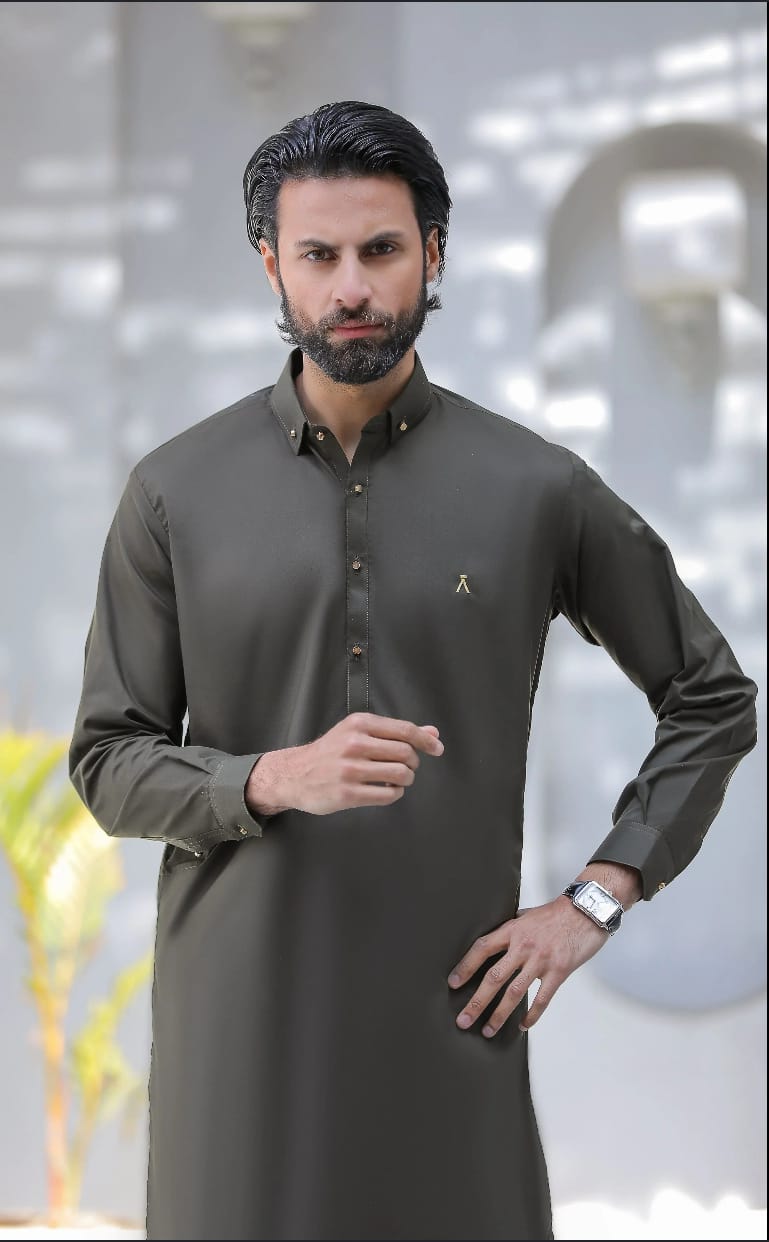 Slate Grey Tailored Shalwar Kameez
